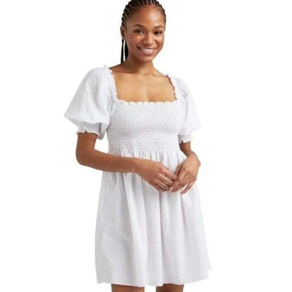 Hill House The Athena Nap Dress in Sheer White Swiss Dot